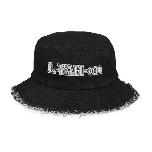 L-YAH-on Distressed Denim Bucket Hat