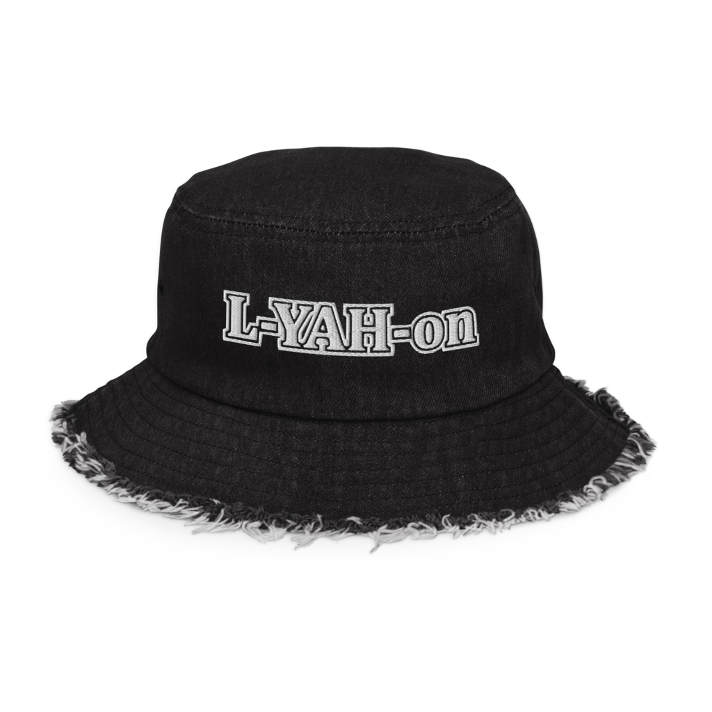 L-YAH-on Distressed Denim Bucket Hat