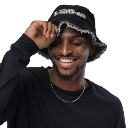 L-YAH-on Distressed Denim Bucket Hat
