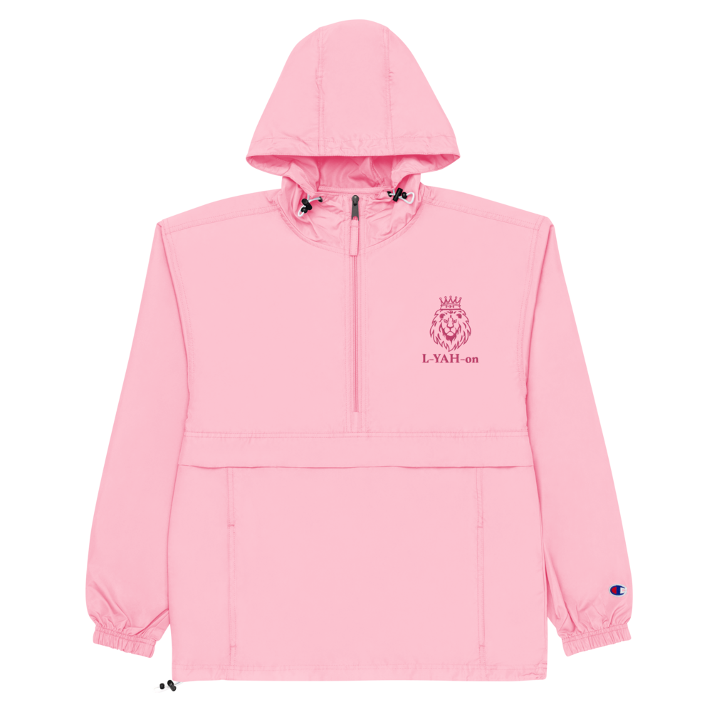 L-YAH-on chaqueta plegable Champion rosa bordada