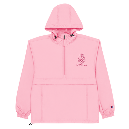 L-YAH-on chaqueta plegable Champion rosa bordada