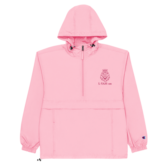 L-YAH-on chaqueta plegable Champion rosa bordada