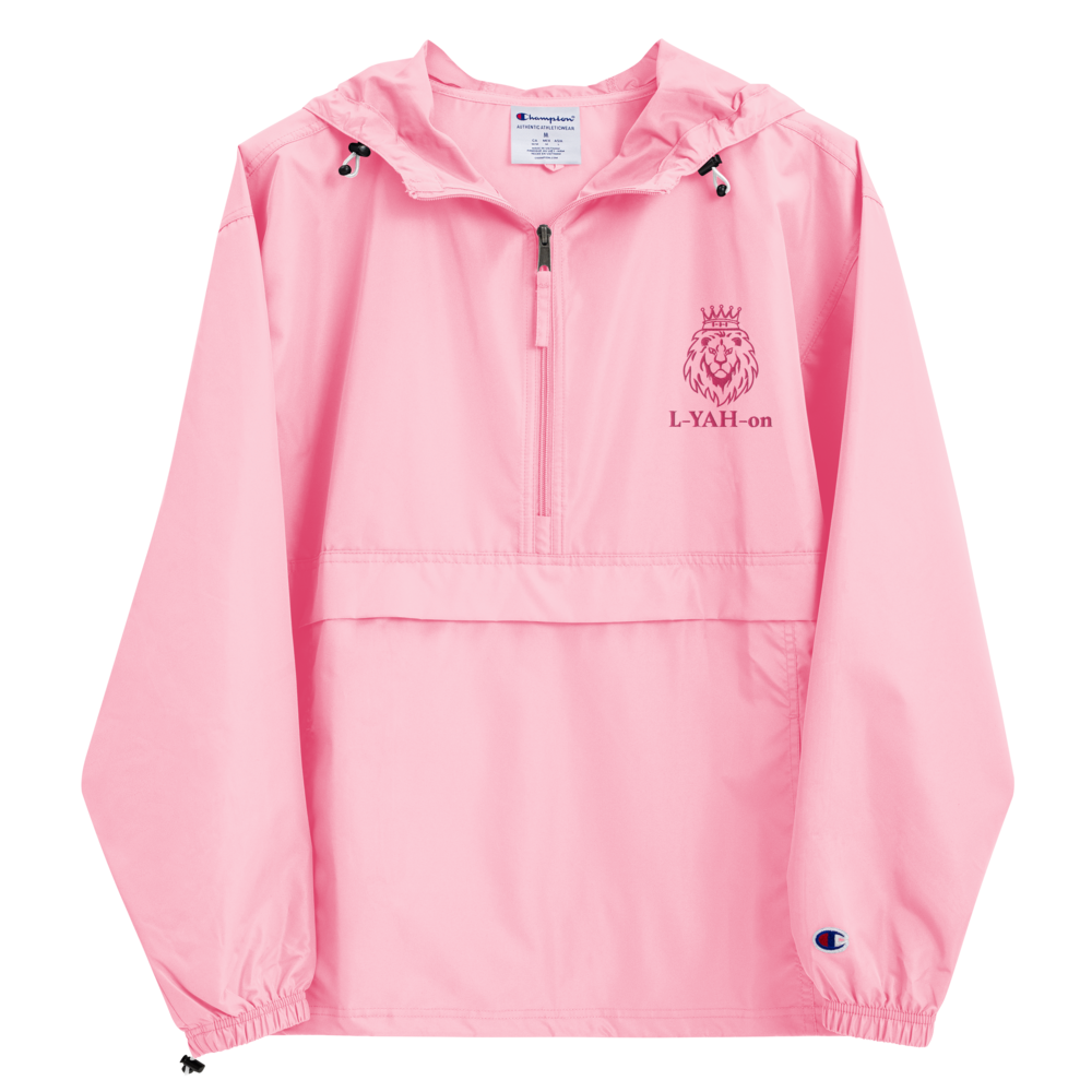 L-YAH-on chaqueta plegable Champion rosa bordada