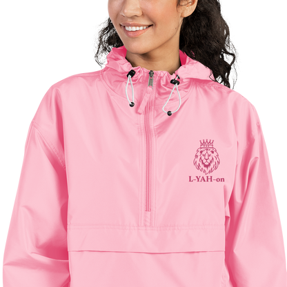L-YAH-on Embroidered Champion Pink Packable Jacket