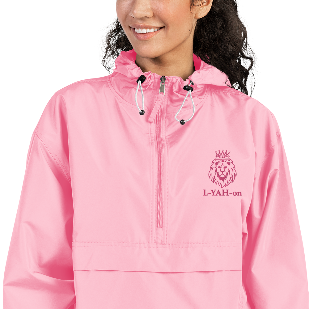 L-YAH-on chaqueta plegable Champion rosa bordada