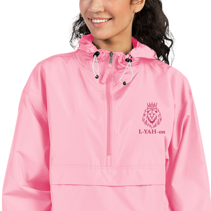 L-YAH-on chaqueta plegable Champion rosa bordada
