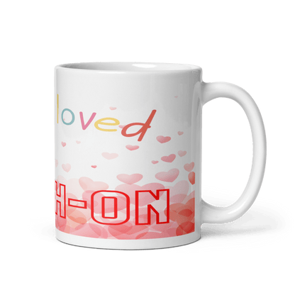 A white ceramic mug with 'I am loved' - faith-based mug