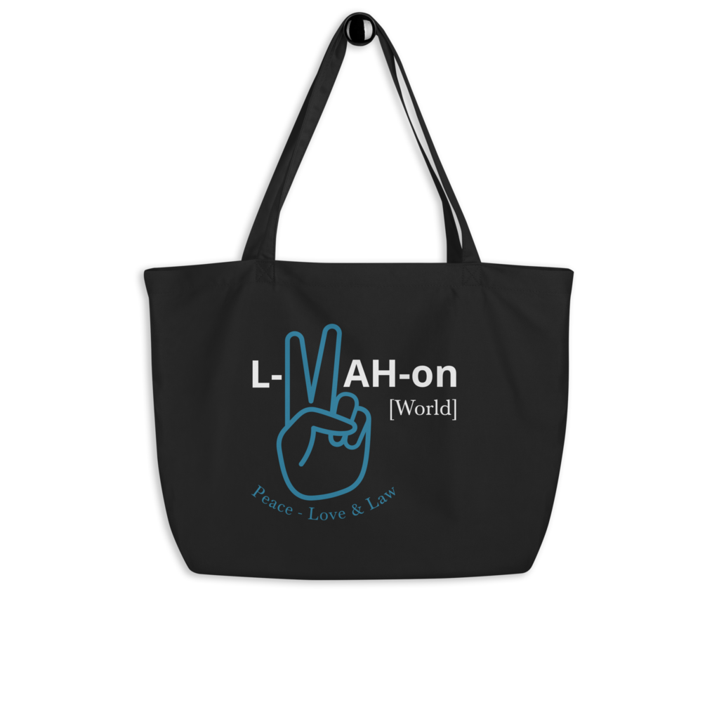 L-YAH-on & Peace Large Eco-Friendly Tote Bag