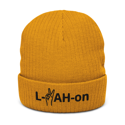 Gorro con vuelta reciclada L-YAH-on & Peace - Logotipo negro