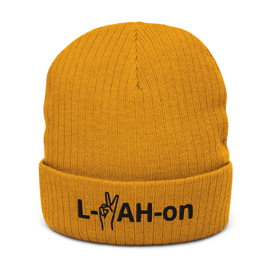 Gorro con vuelta reciclada L-YAH-on & Peace - Logotipo negro