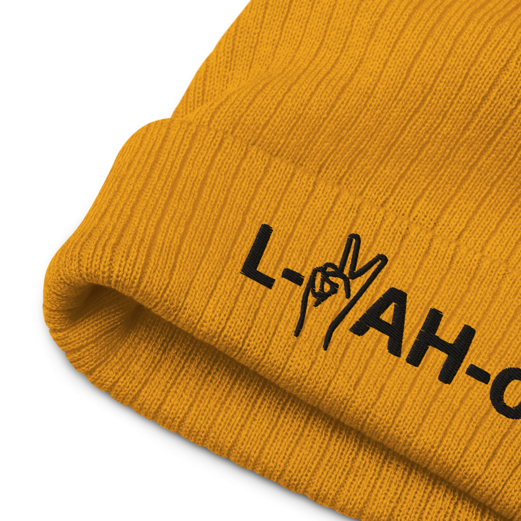 Gorro con vuelta reciclada L-YAH-on & Peace - Logotipo negro