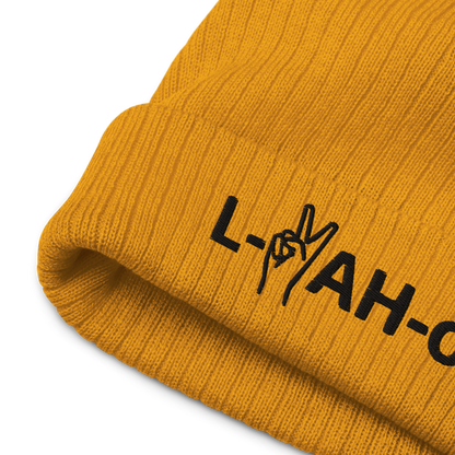 Gorro con vuelta reciclada L-YAH-on & Peace - Logotipo negro