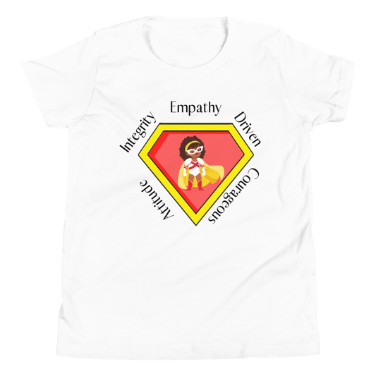 Camiseta de rasgos de superhéroe para niña